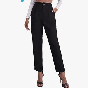 Casual High Waisted Cropped Work Pants Trousers with Pocket small